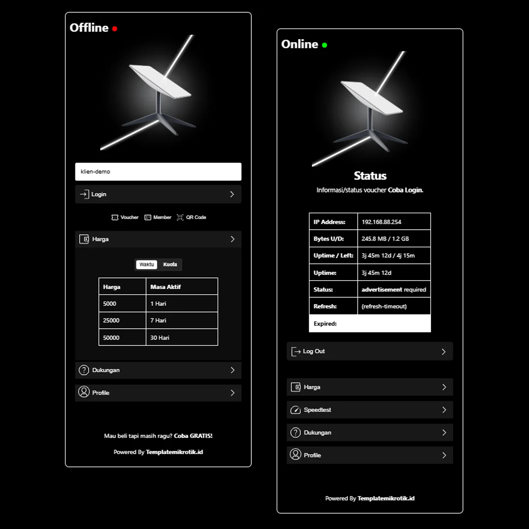 Template Login Page Mikrotik – Tema Starlink SpaceX - Preview Screenshot